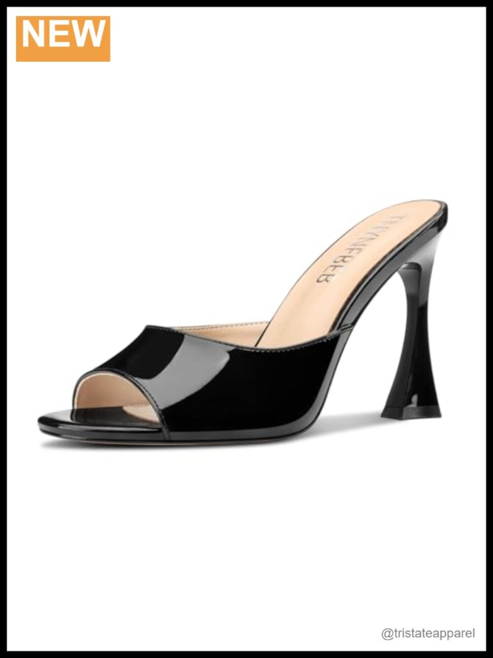 Womens Stiletto Peep Toe Slingback Sandals Patent Leather 3.9 In Heels